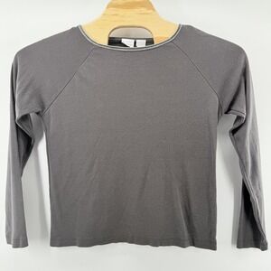 Cherokee Shirt Womens Large Gray Long Sleeve Ribbed Stretch Pullover Soft Top